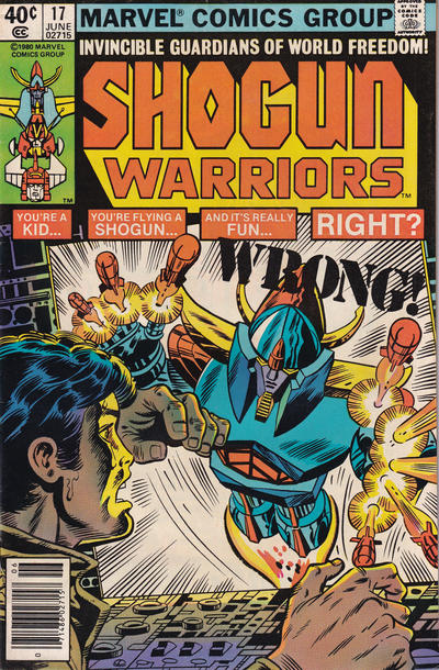 You're a kid... You're flying a Shogun... And it's really fun.... RIGHT? WRONG! is the caption as a terrified boy looks at a giant robot flying at him firing missiles